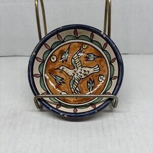 Hand-painted ceramic plate from Jerusalem's Old City bird & floral motifs
